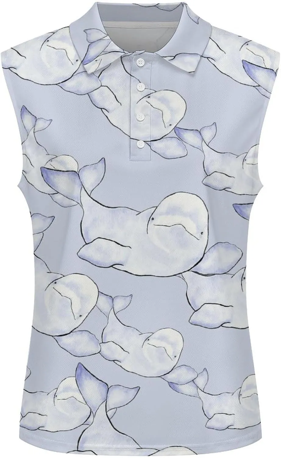 Beluga Wave Women's Sleeveless Golf Polo Shirts Athletic Tank Tops