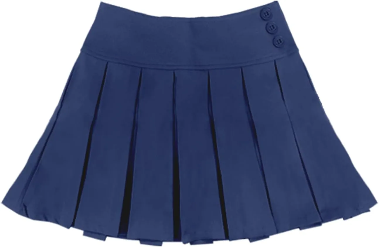 Bienzoe Girls School Uniform Adjustable Waist Stretch Pleated Skirt