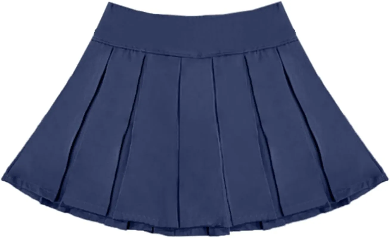 Bienzoe Girls School Uniform Adjustable Waist Stretch Pleated Skirt