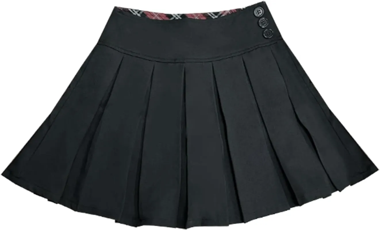 Bienzoe Girls School Uniform Adjustable Waist Stretch Pleated Skirt