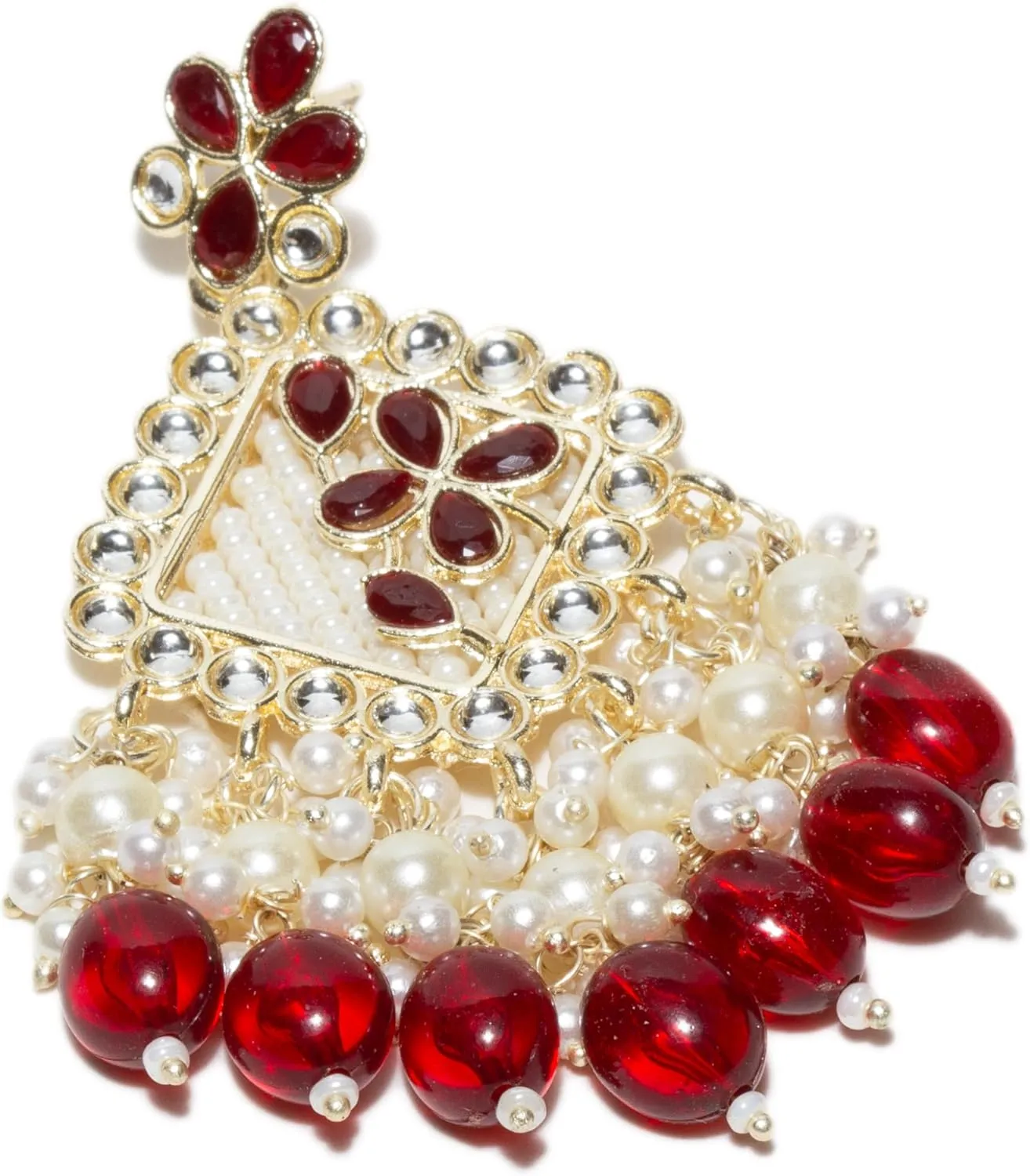 Bindhani Indian Gold-Plated Dangle & Drops Earrings For Women (Sqaure-Shape, Hand-Fixed, Color Drops)