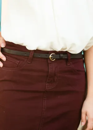 Black Round Silver Buckle Belt