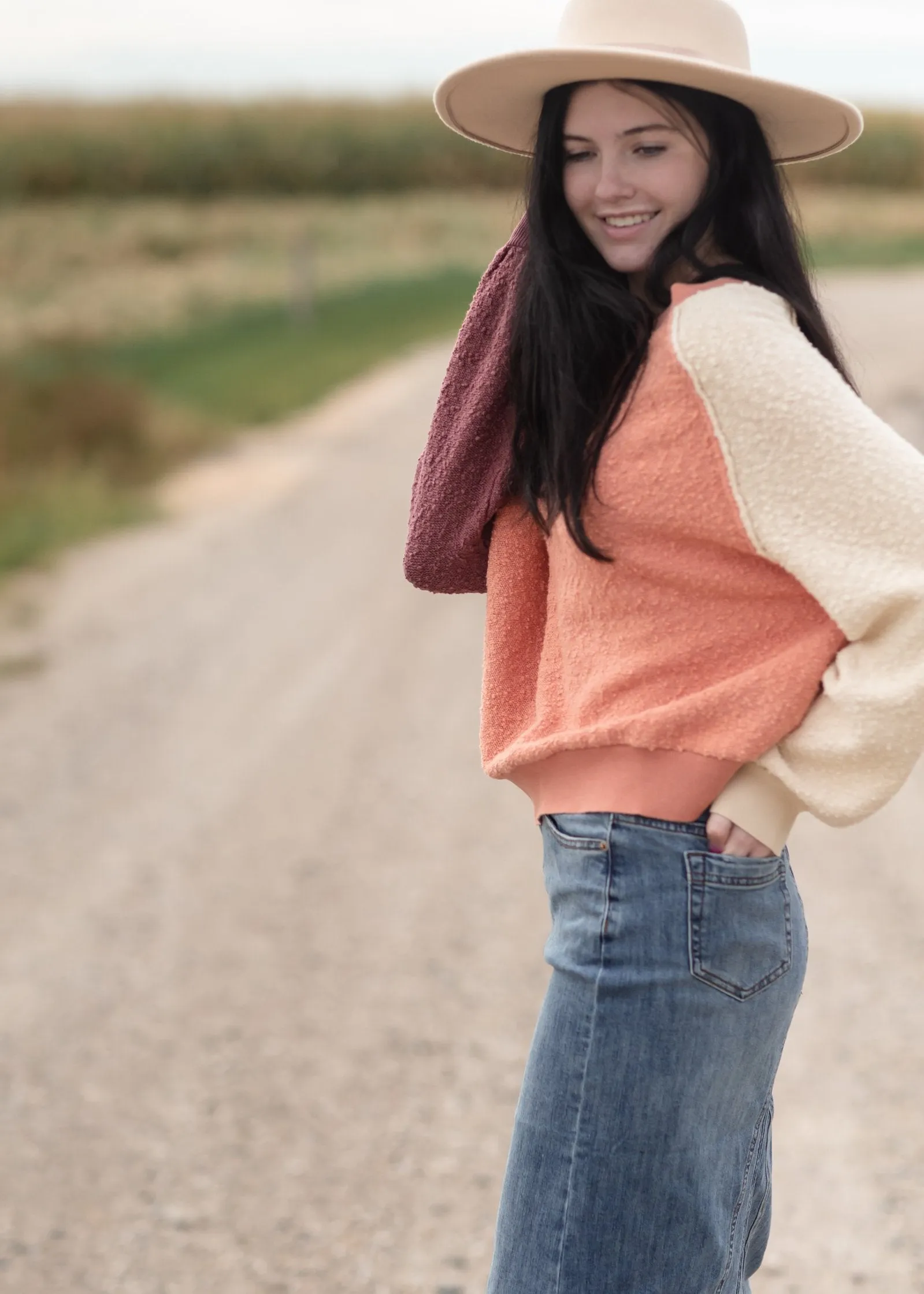 Boatneck Colorblock Textured Sweater - FINAL SALE