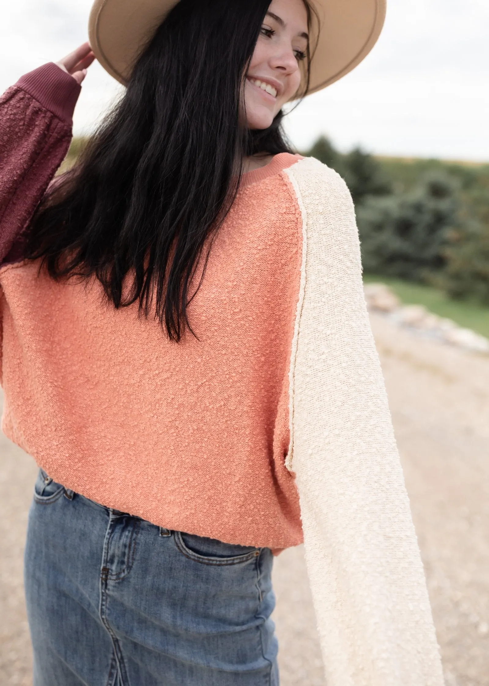 Boatneck Colorblock Textured Sweater - FINAL SALE