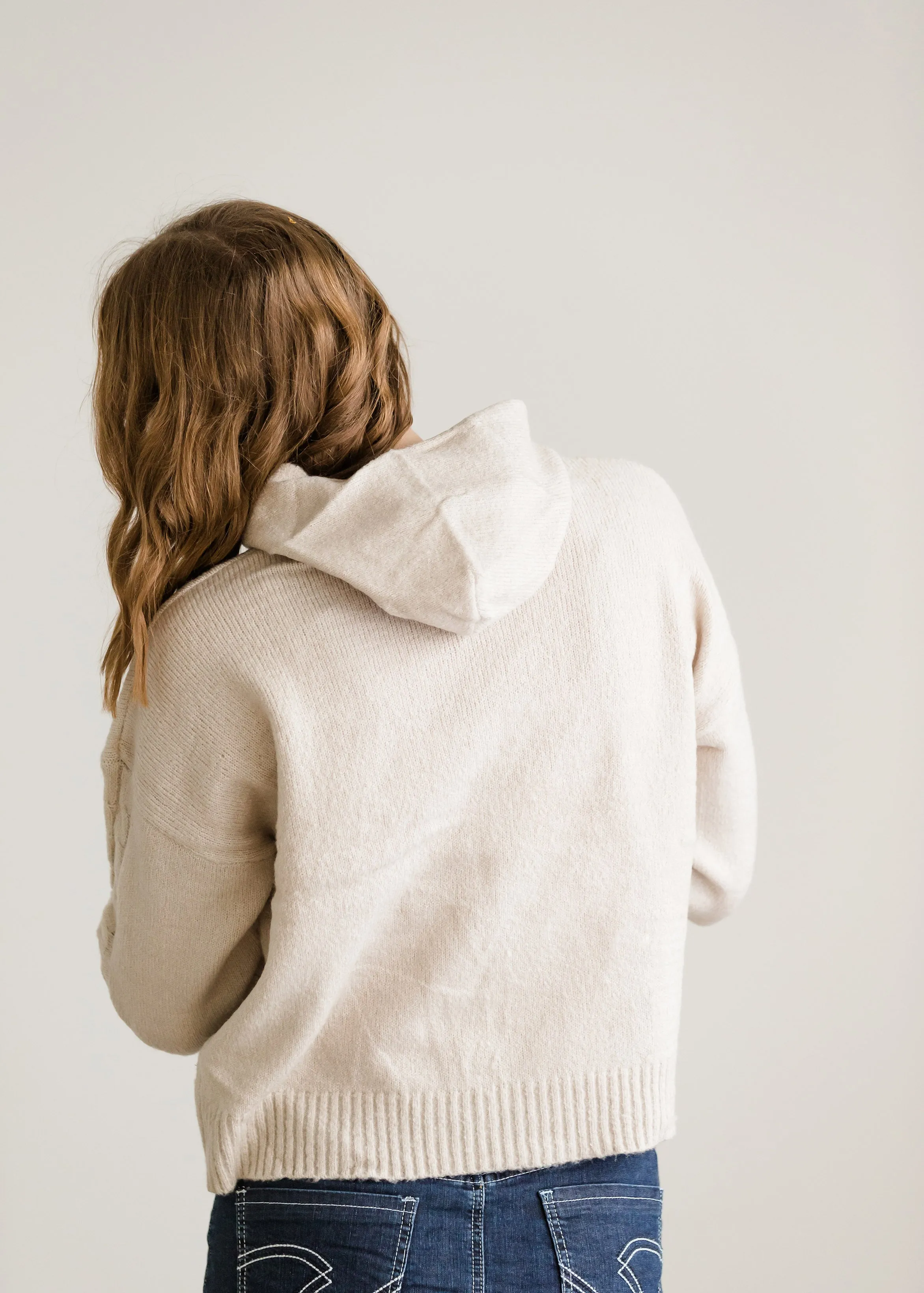 Cable Sleeve Hooded Sweater - FINAL SALE