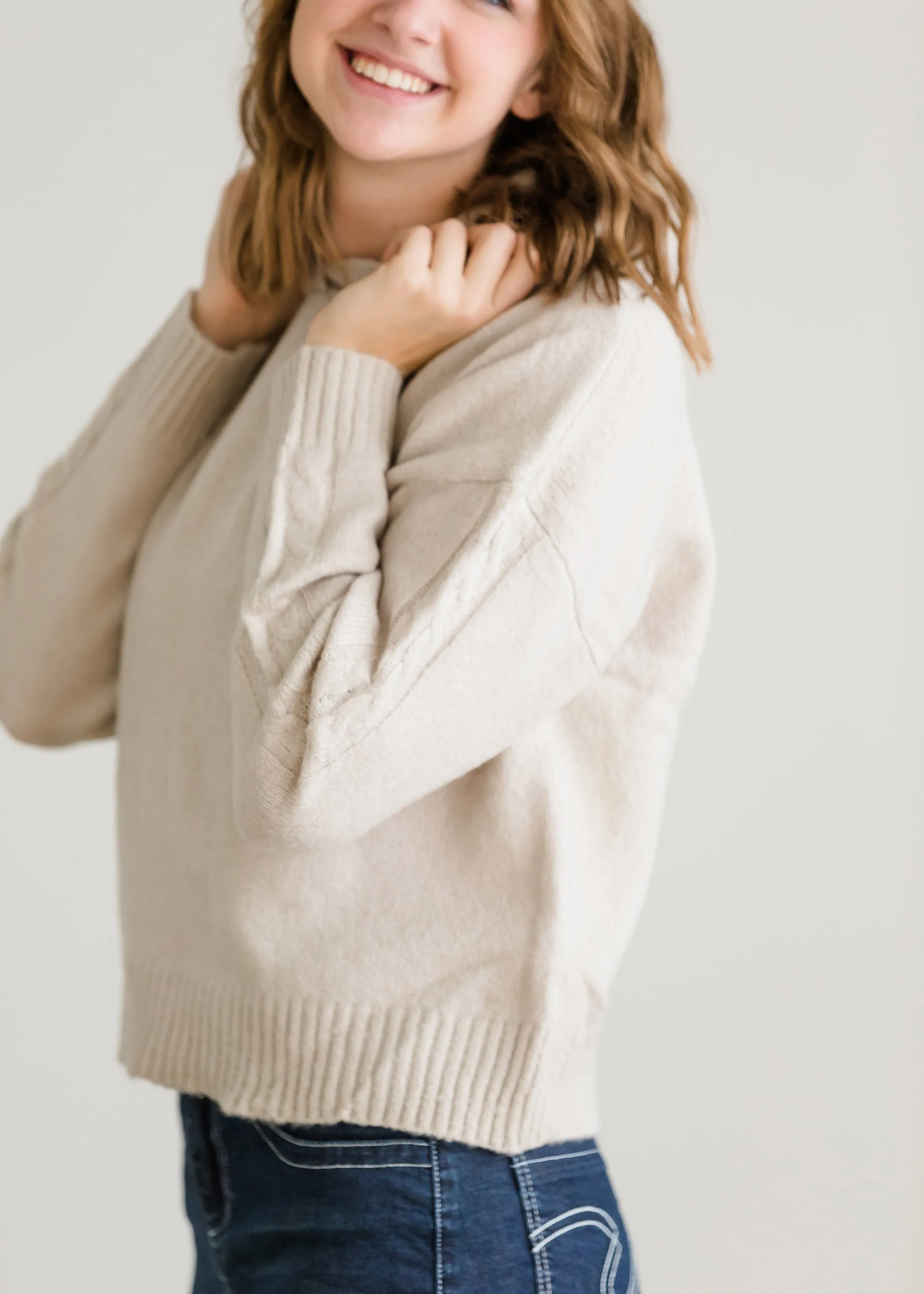 Cable Sleeve Hooded Sweater - FINAL SALE