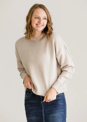 Cable Sleeve Hooded Sweater - FINAL SALE