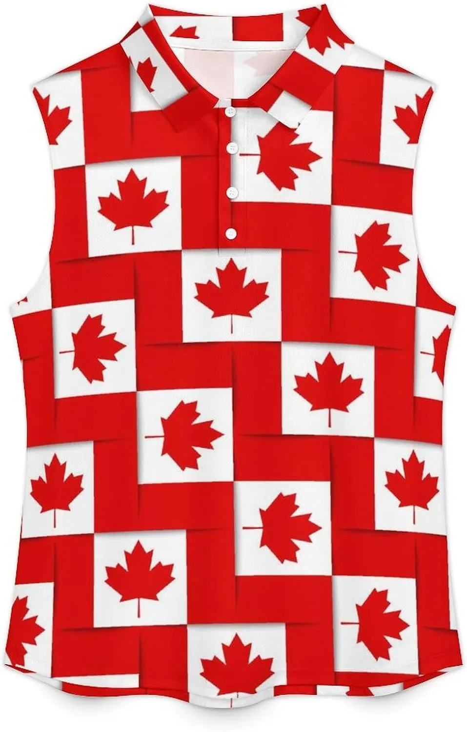 Canadian Canada Flag Women's Sleeveless Golf Polo Shirts Athletic Tank Tops