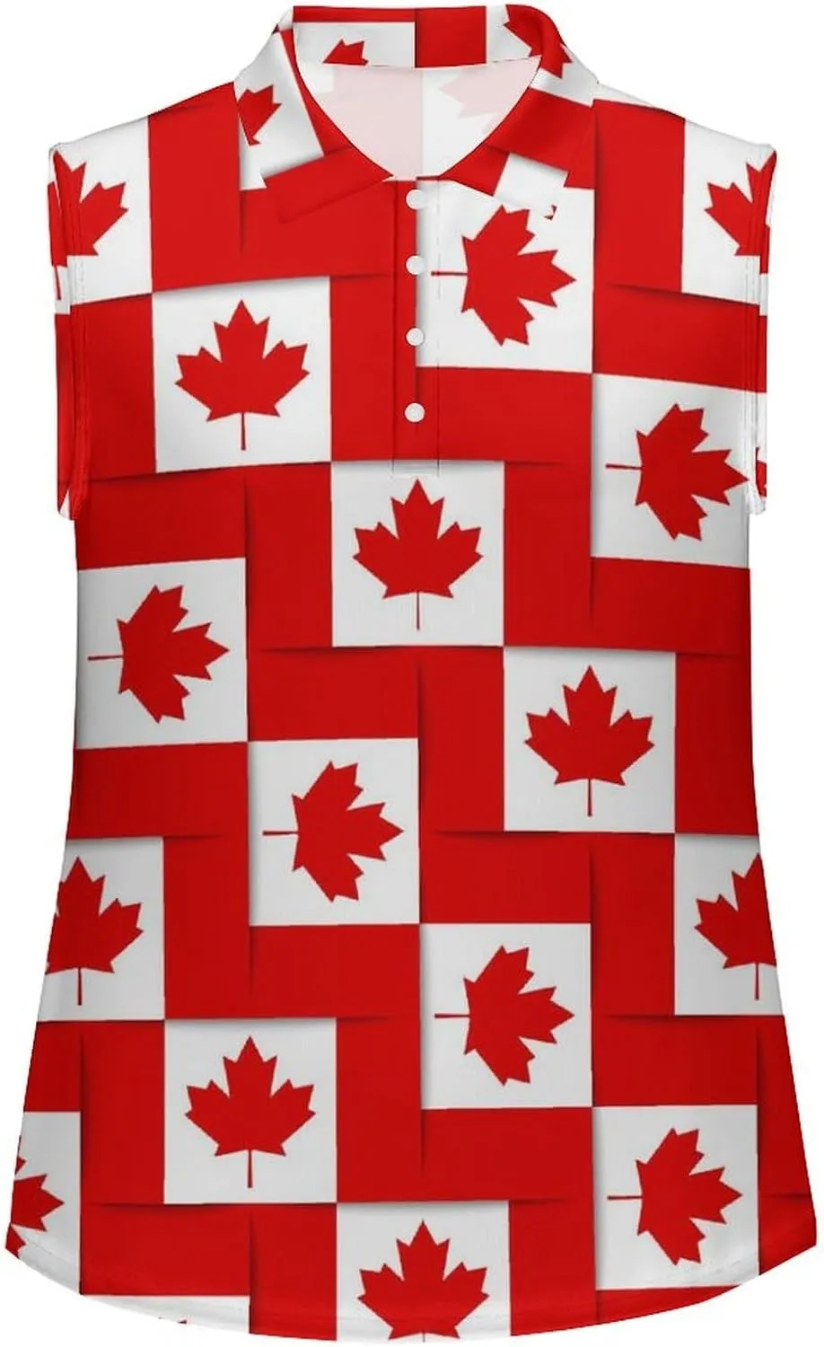 Canadian Canada Flag Women's Sleeveless Golf Polo Shirts Athletic Tank Tops
