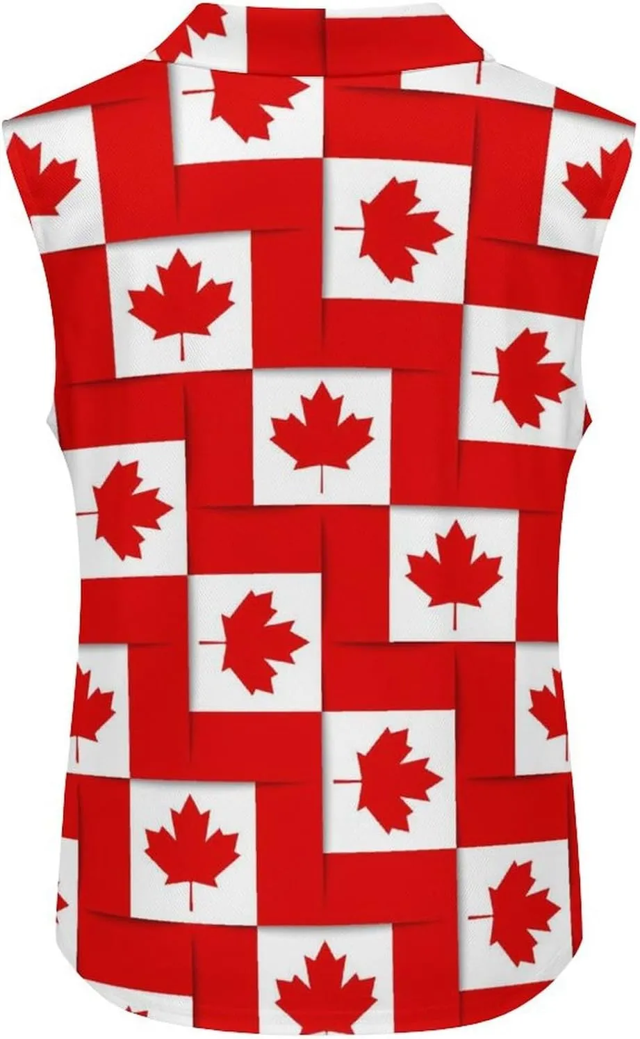 Canadian Canada Flag Women's Sleeveless Golf Polo Shirts Athletic Tank Tops