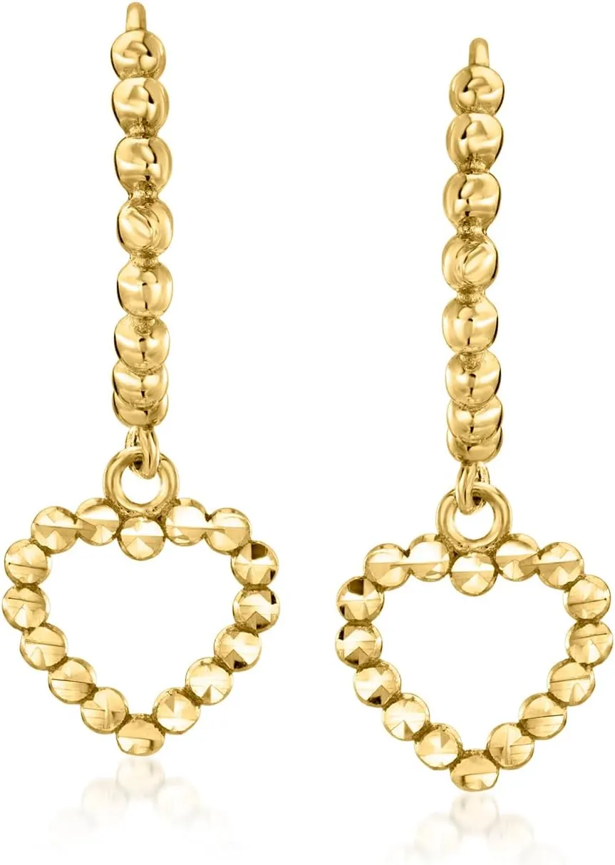Canaria 10kt Yellow Gold Huggie Hoop Earrings With Heart Drops