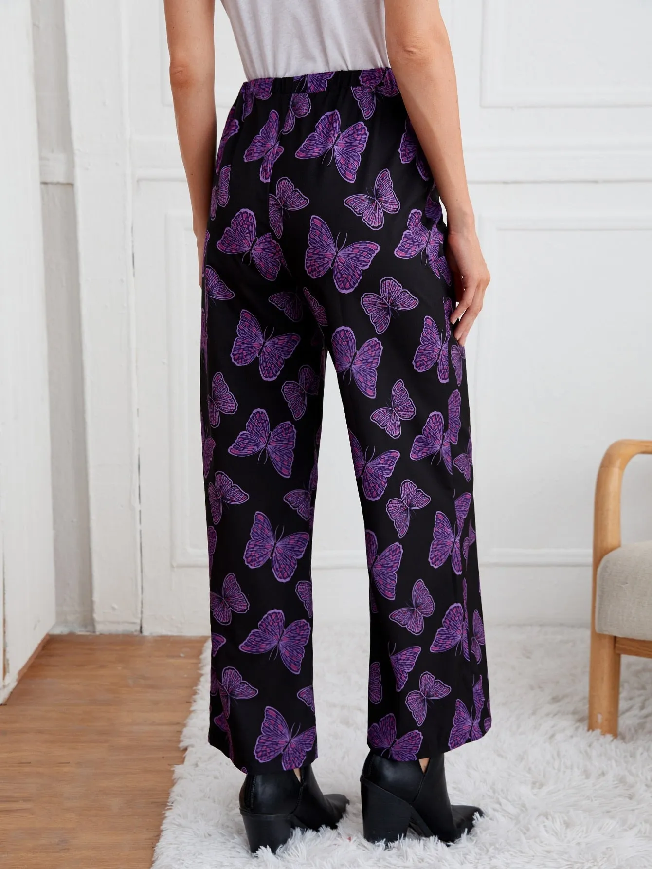 Casual All Over Print High Waist Long Women Pants