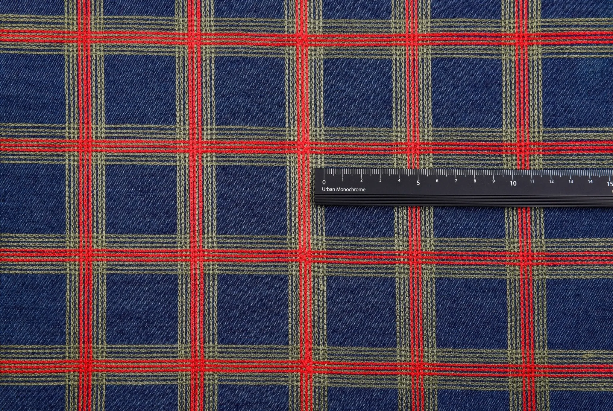 Chambray Denim Plaid Embroidery  Fabric CE122