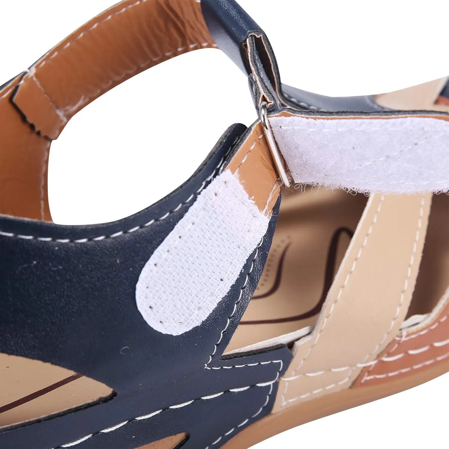 Closed Toe Sandals for Women Dressy Summer Comfortable Platform Wedges Ankle Strap Slip On Wedge Sandals Arch Support Breathable Casual Hollow Out Sandal Dress Shoes