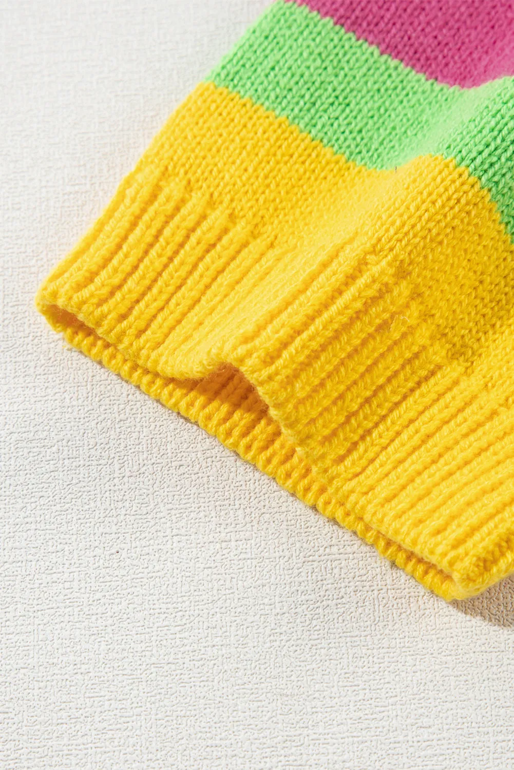 Color Block Cropped Short Sleeve Sweater