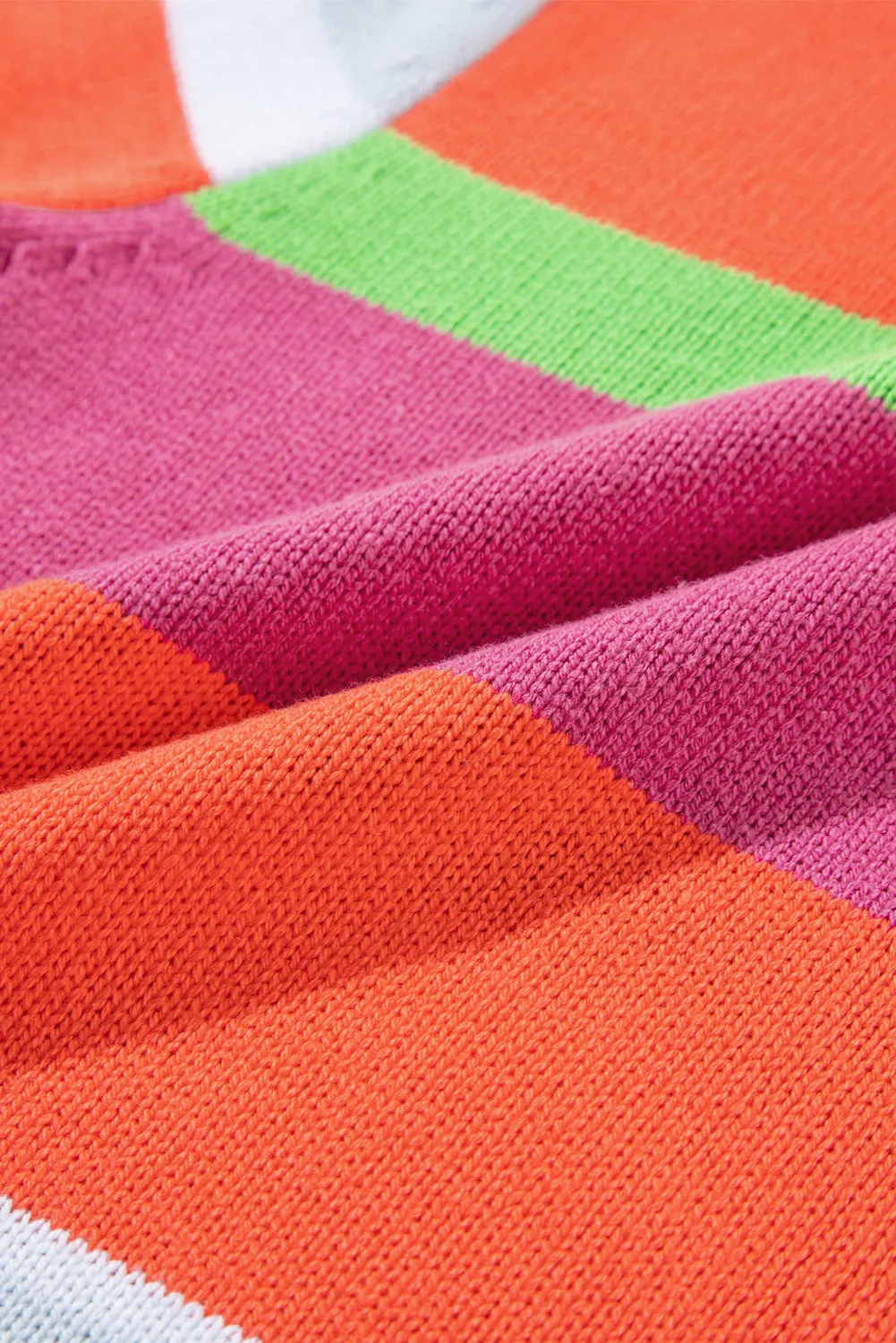 Color Block Cropped Short Sleeve Sweater
