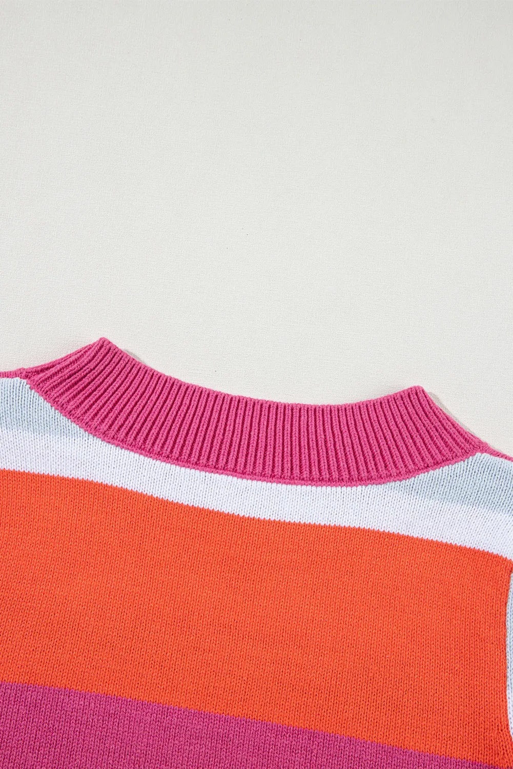 Color Block Cropped Short Sleeve Sweater