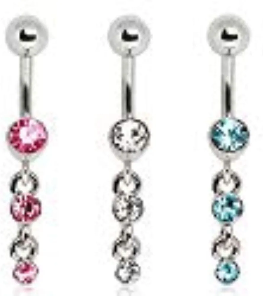 Covet Jewelry 316L Surgical Steel Navel Ring with Three Tier Drops