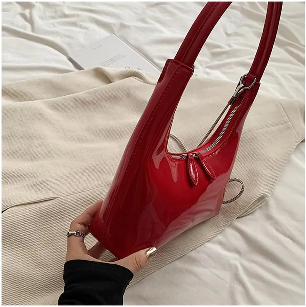 Crescent Shoulder Bag for Women Y2k Half Moon Hobo Handbag Leather Crescent Clutch Purse Everyday Top Handle Bag