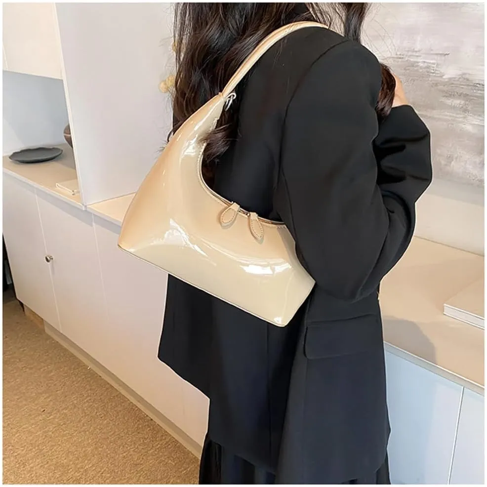 Crescent Shoulder Bag for Women Y2k Half Moon Hobo Handbag Leather Crescent Clutch Purse Everyday Top Handle Bag