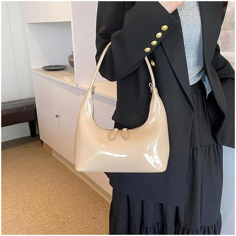 Crescent Shoulder Bag for Women Y2k Half Moon Hobo Handbag Leather Crescent Clutch Purse Everyday Top Handle Bag