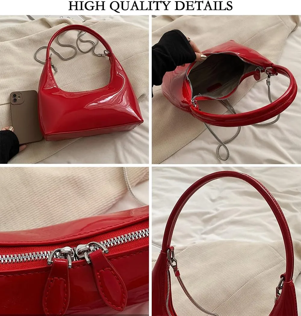 Crescent Shoulder Bag for Women Y2k Half Moon Hobo Handbag Leather Crescent Clutch Purse Everyday Top Handle Bag