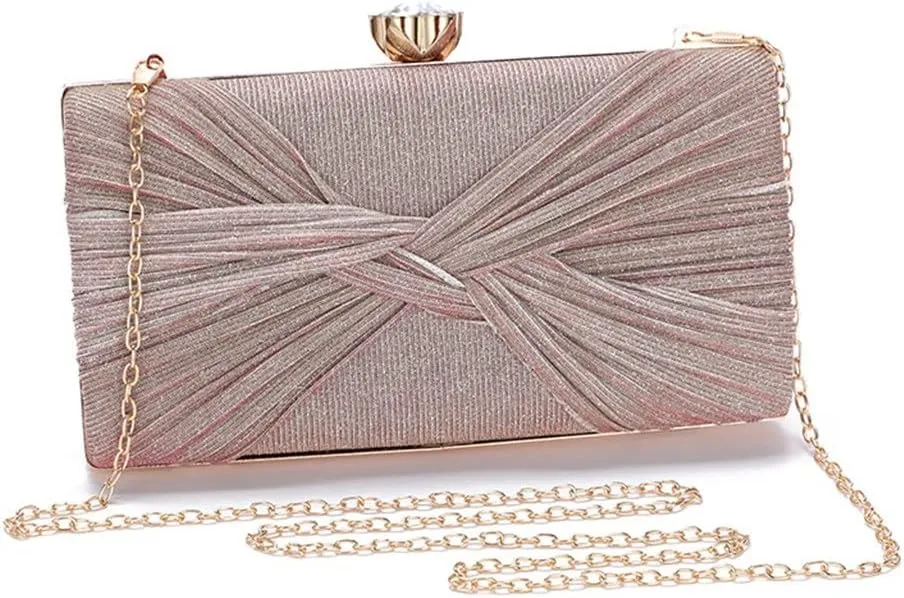 Criss-Cross Beaded Small Evening Bags Shoulder Chain Day Clutch Sequined Bags Wedding Bridal Handbags Ruched
