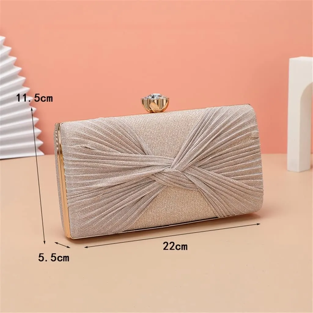 Criss-Cross Beaded Small Evening Bags Shoulder Chain Day Clutch Sequined Bags Wedding Bridal Handbags Ruched