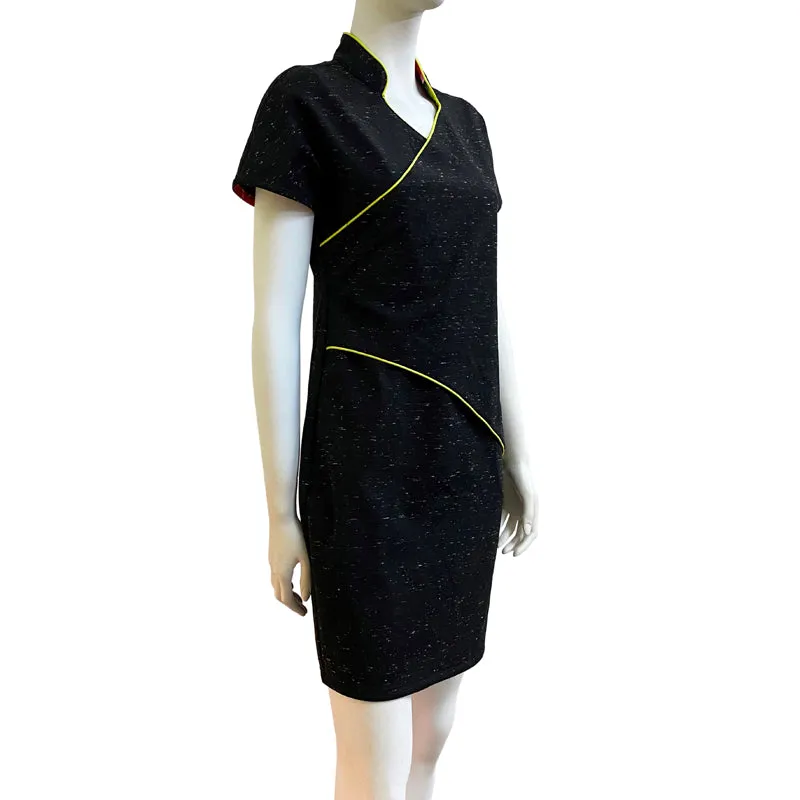 Cross Panel Block Dress, Black