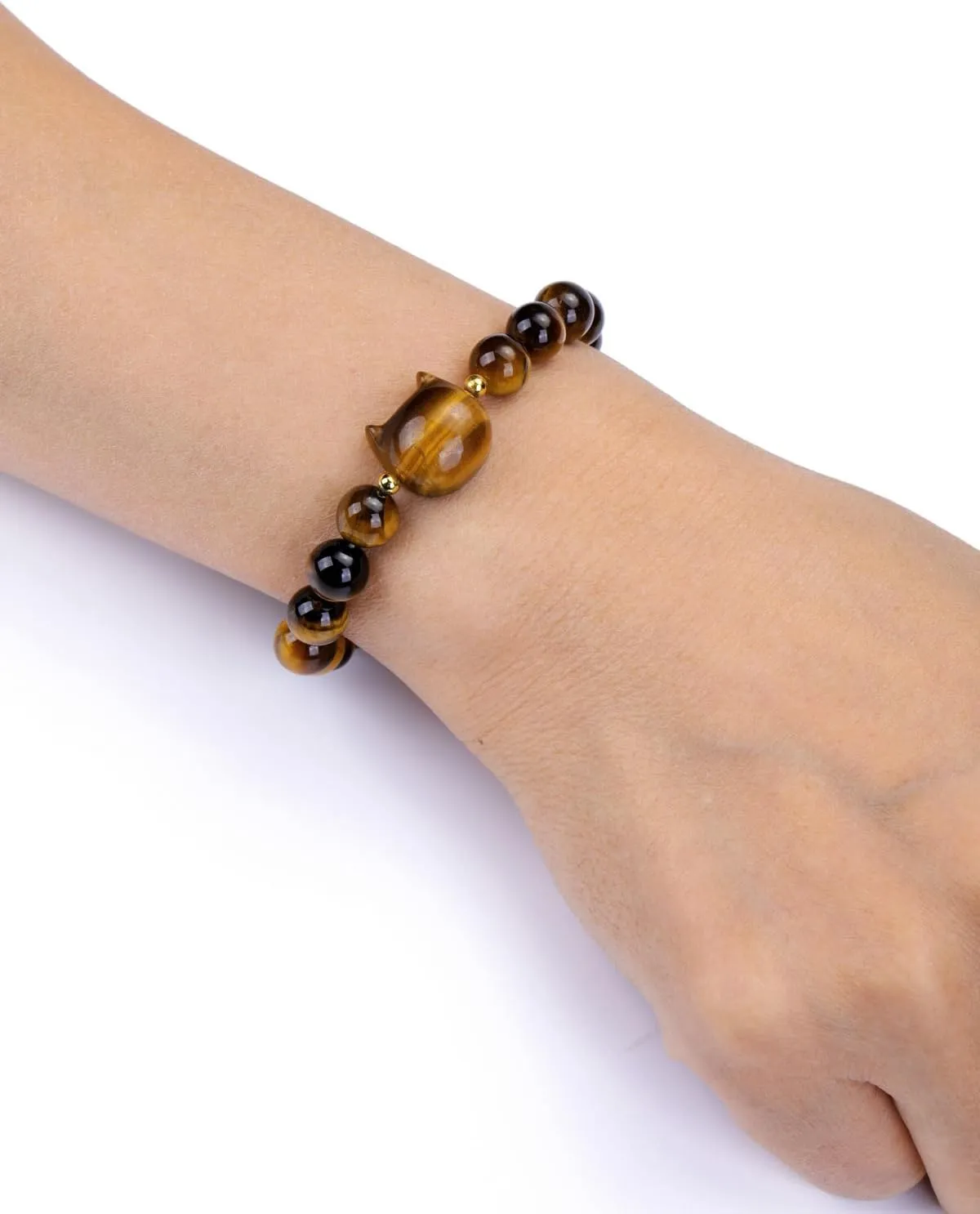 CrystalTears Crystal Cat Bracelet for Women Men 8mm Crystal Stone Bead Bracelets Protection Healing Crystals Gemstones Stretch Bracelet Good Luck Bracelet Jewelry Cat Gifts for Mom Women
