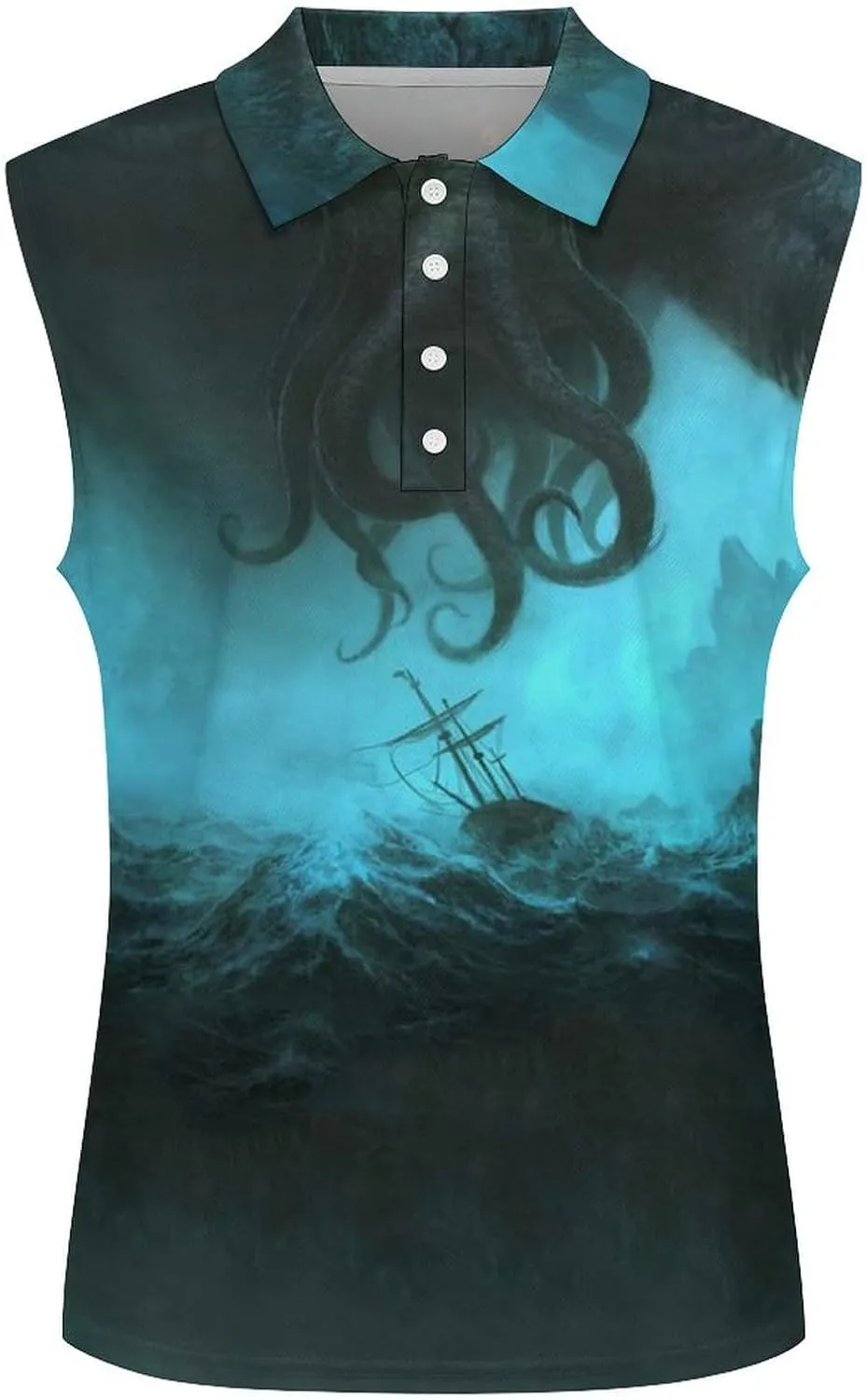 Cthulhuss in Deep Ocean Women's Sleeveless Golf Polo Shirts Athletic Tank Tops