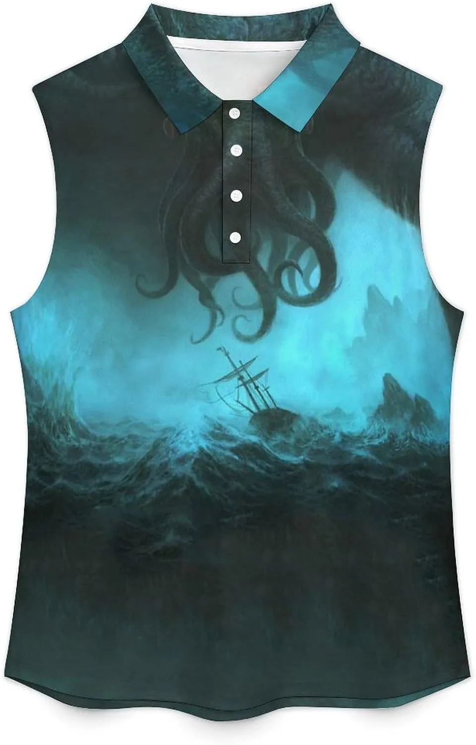 Cthulhuss in Deep Ocean Women's Sleeveless Golf Polo Shirts Athletic Tank Tops