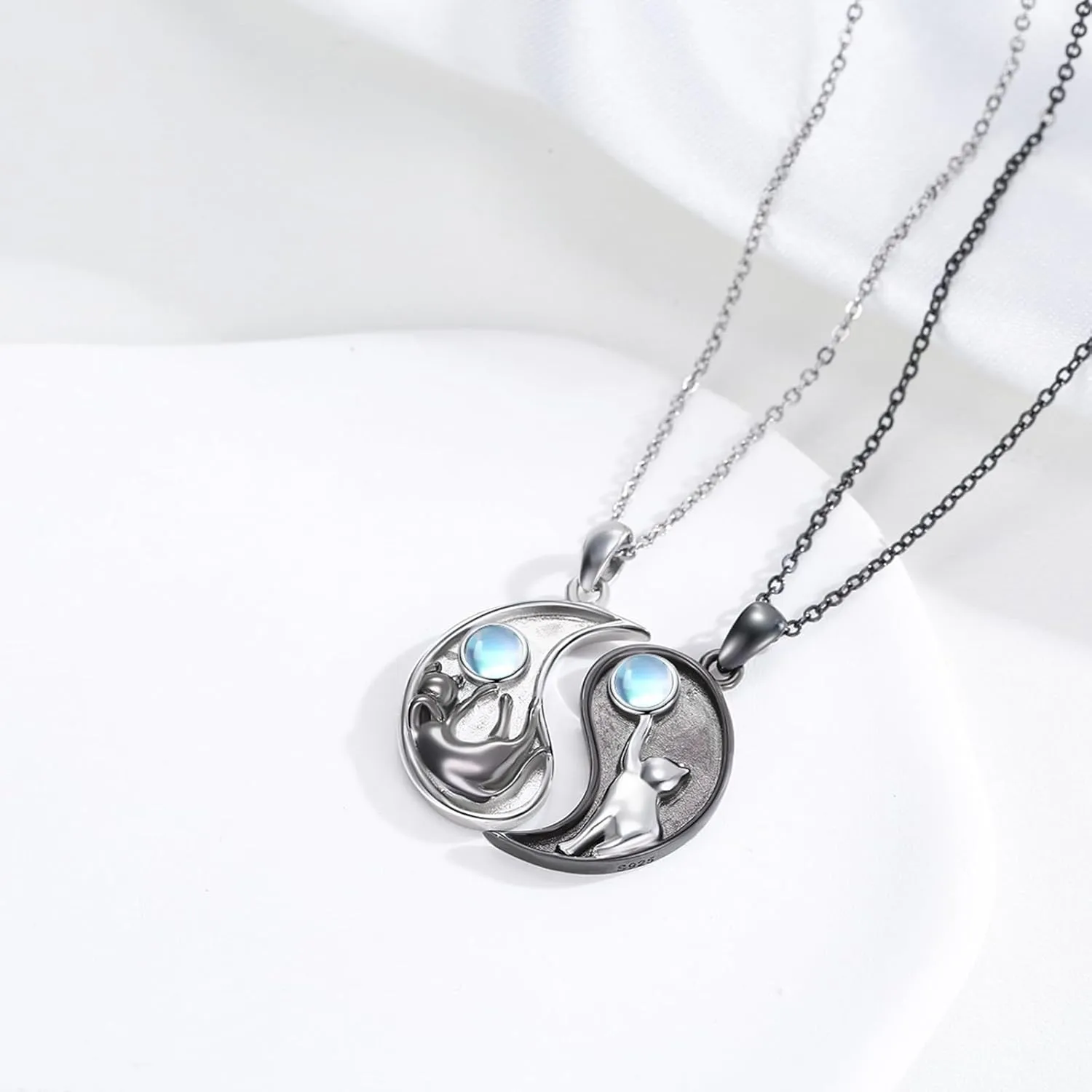 Cuoka Elephant,Wolf,Cat Matching Jewelry Set Sterling Silver Yin Yang Friendship Couple Pendant Necklace Jewelry Birthday Gift For Women Men
