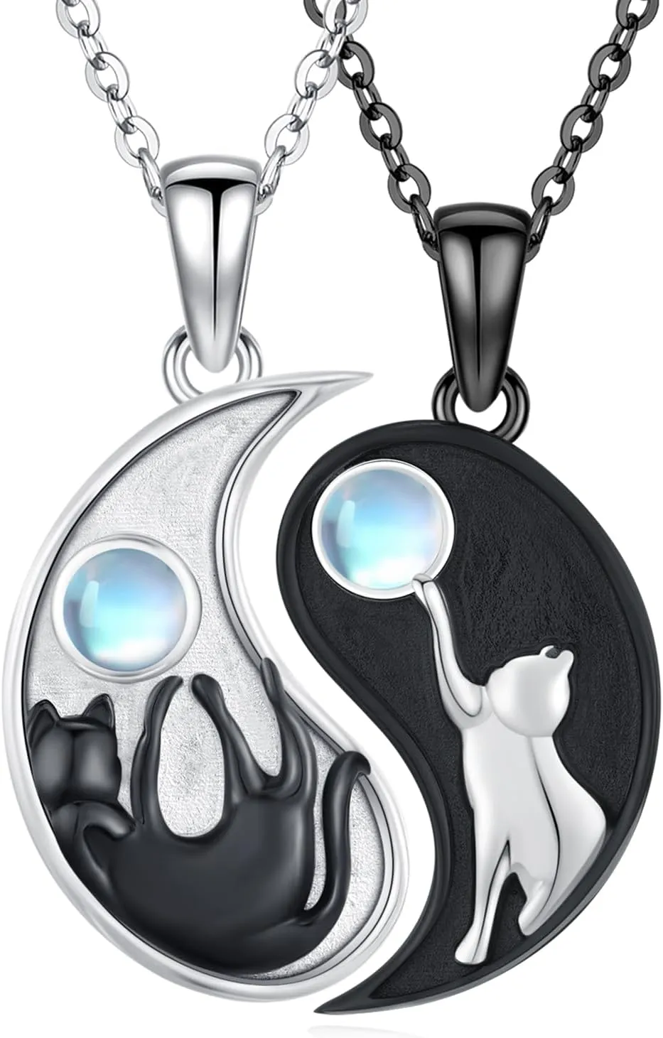 Cuoka Elephant,Wolf,Cat Matching Jewelry Set Sterling Silver Yin Yang Friendship Couple Pendant Necklace Jewelry Birthday Gift For Women Men