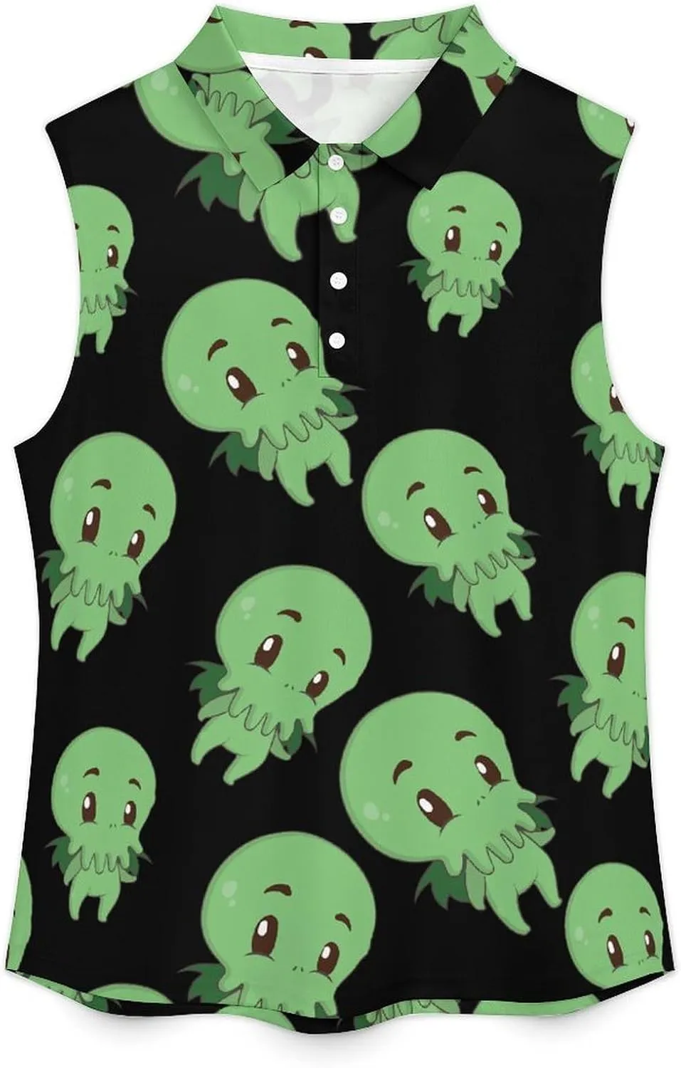 Cute Little Cthulhuss Women's Sleeveless Golf Polo Shirts Athletic Tank Tops