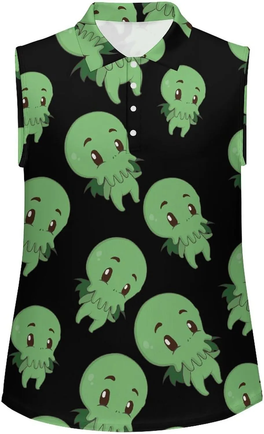 Cute Little Cthulhuss Women's Sleeveless Golf Polo Shirts Athletic Tank Tops