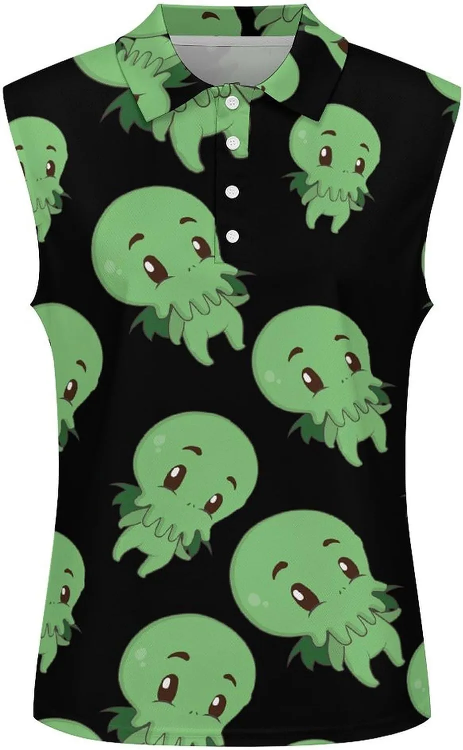 Cute Little Cthulhuss Women's Sleeveless Golf Polo Shirts Athletic Tank Tops
