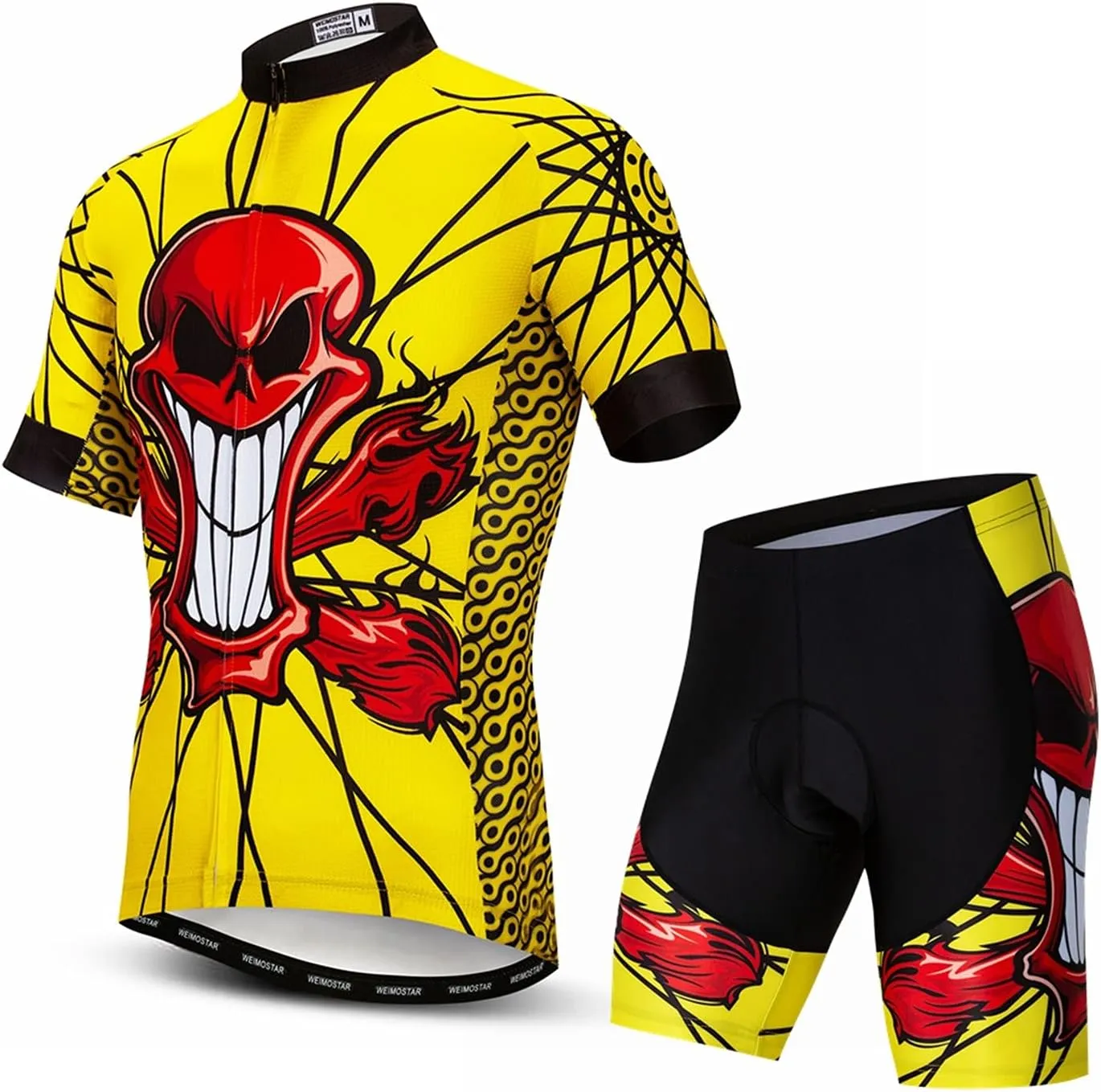 Cycling Jersey Shorts Set Padded Men Bike Top Suit