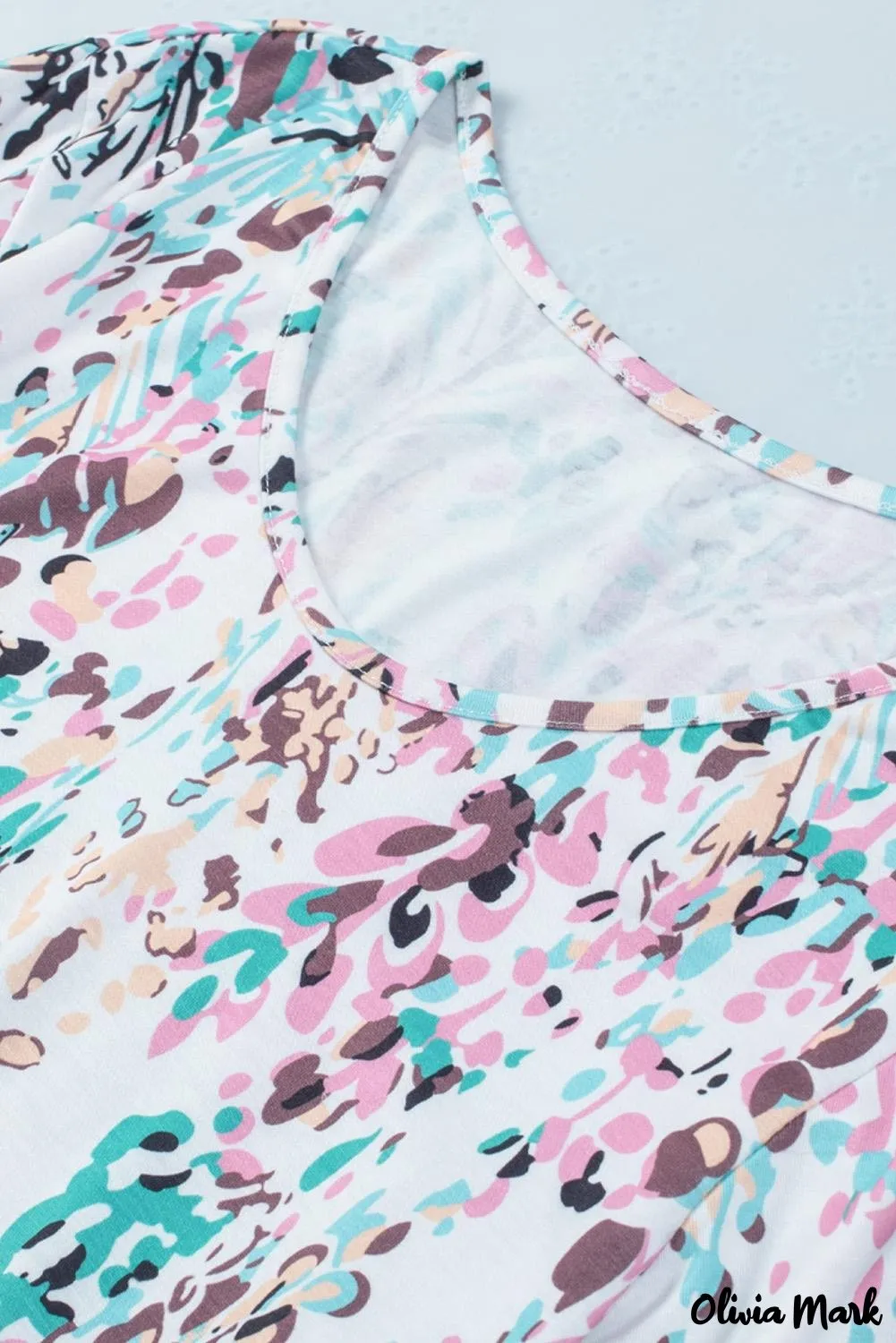 Deanwangkt - Green Floral Print Puff Sleeve Loose Blouse