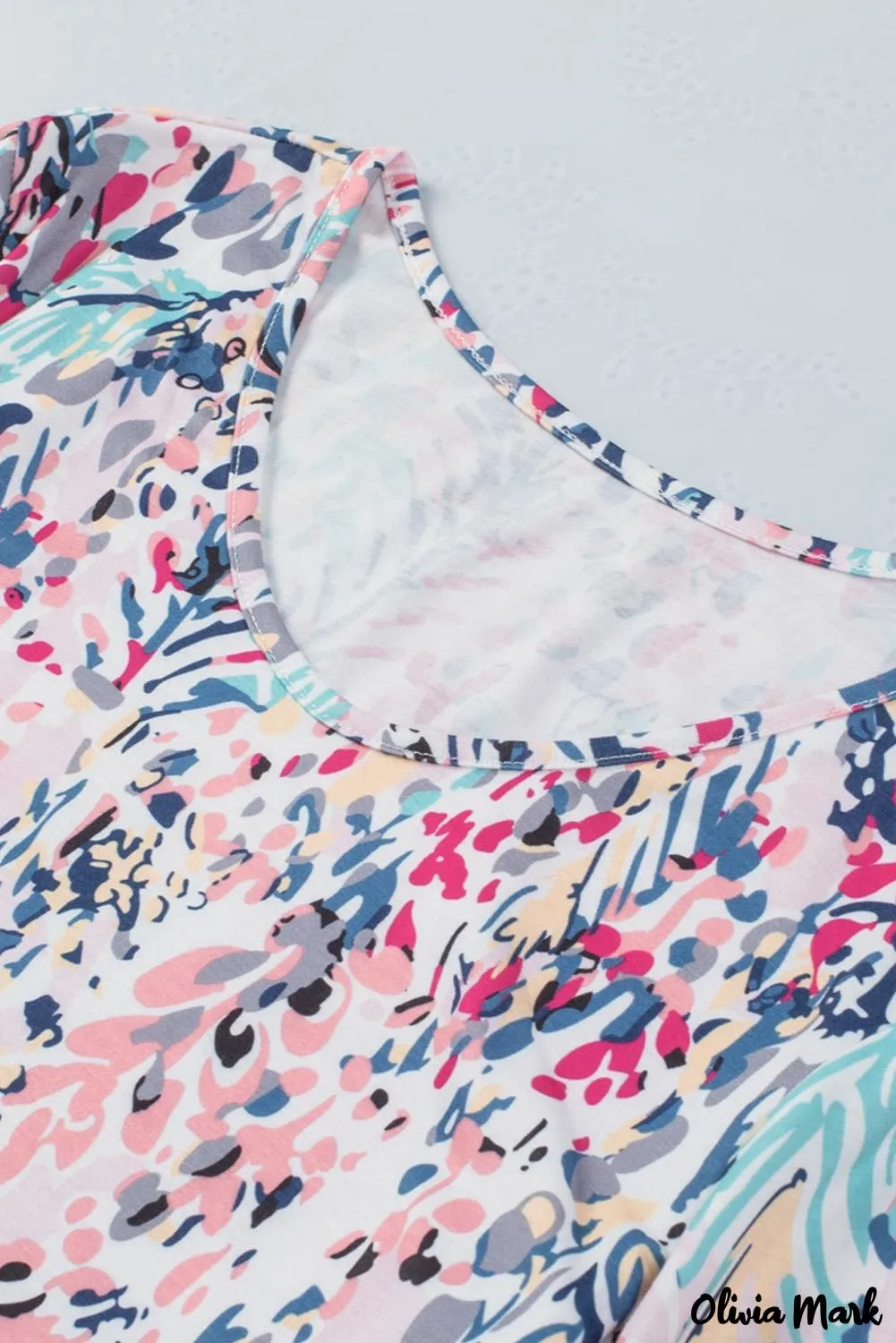 Deanwangkt - Green Floral Print Puff Sleeve Loose Blouse