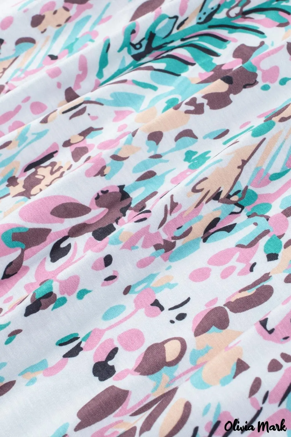 Deanwangkt - Green Floral Print Puff Sleeve Loose Blouse