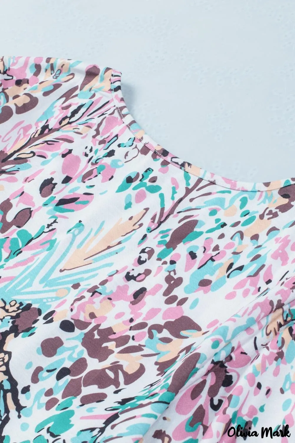 Deanwangkt - Green Floral Print Puff Sleeve Loose Blouse