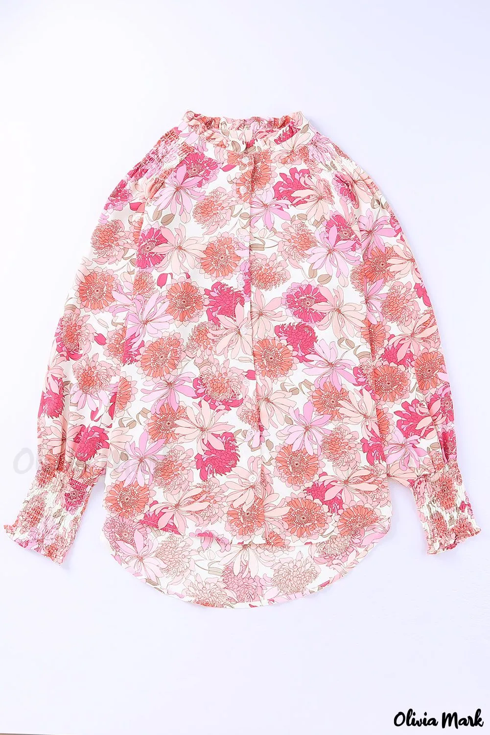 Deanwangkt - Pink floral blouse with balloon sleeves