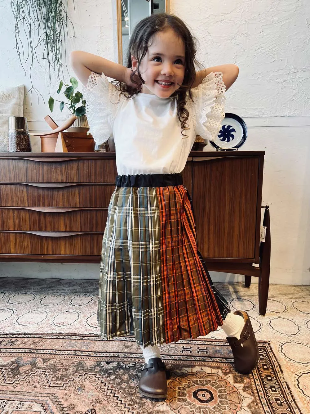Dobby Plaid Tafta Skirt