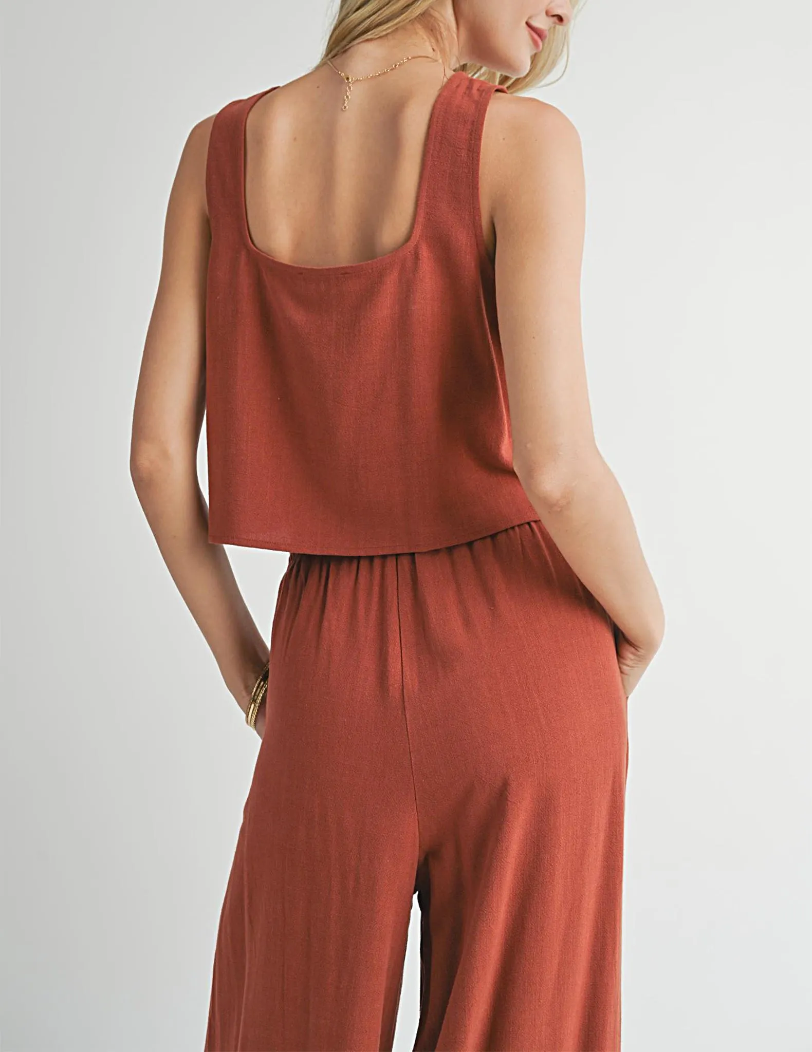 Dulcie Cropped Linen Tank Top