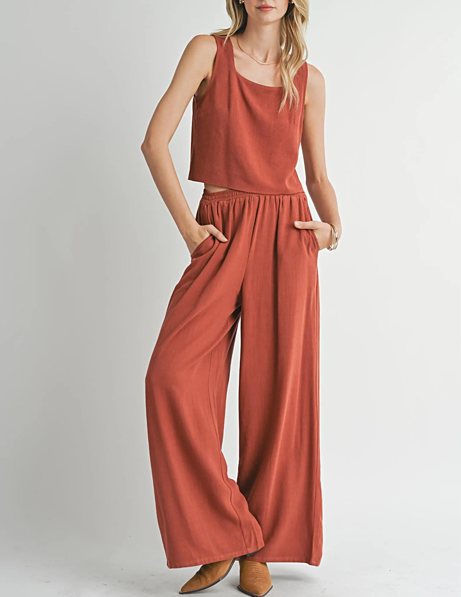 Dulcie Cropped Linen Tank Top