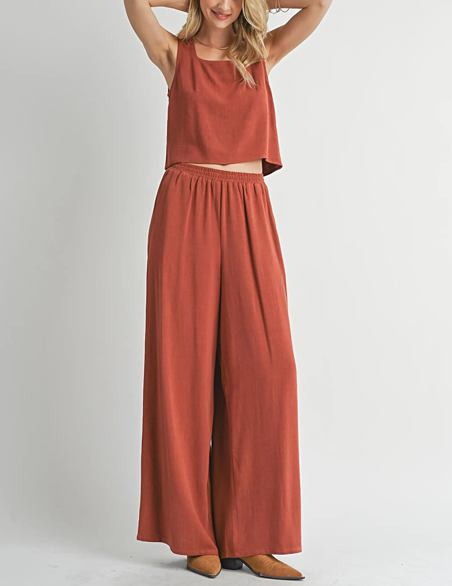 Dulcie Cropped Linen Tank Top