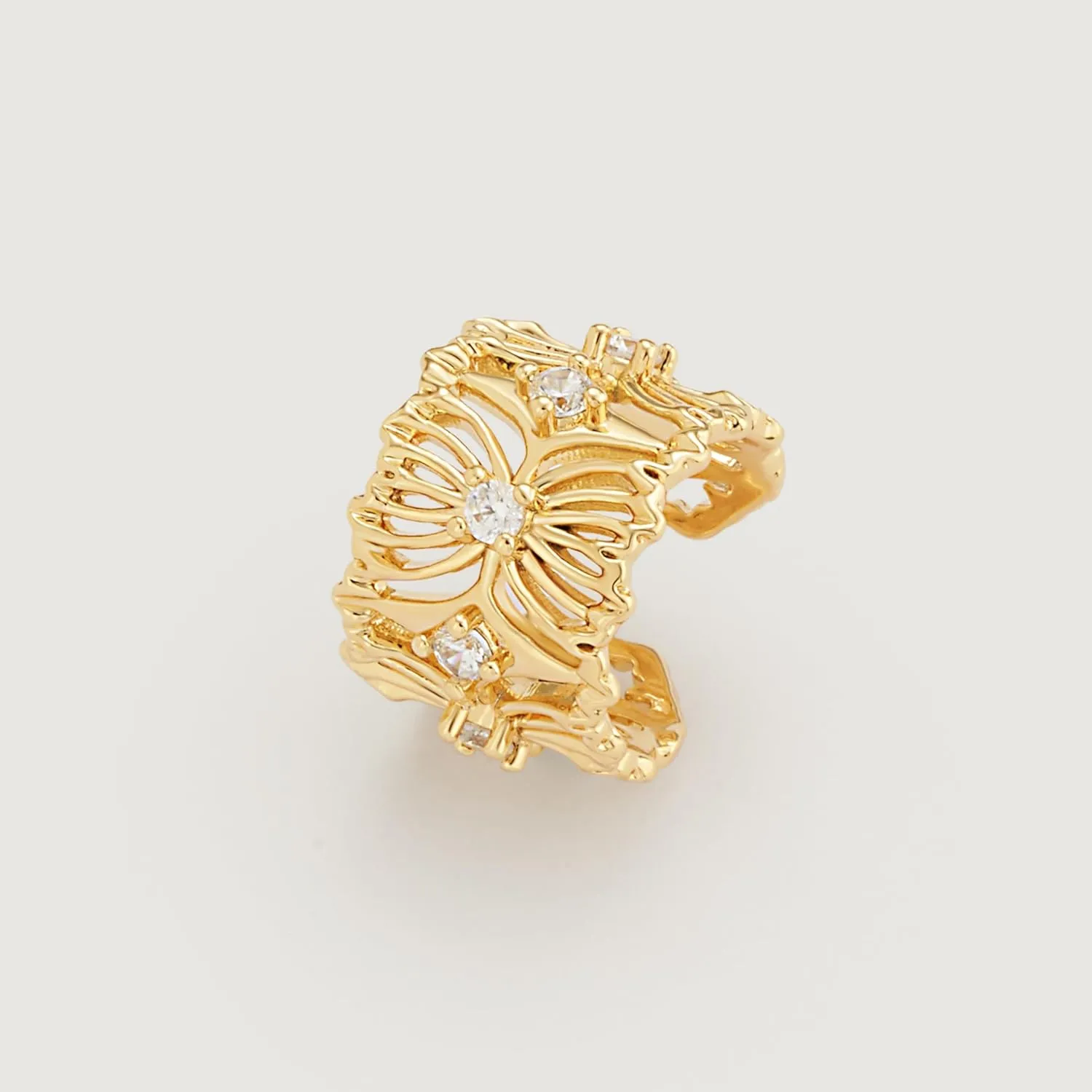 Ear Cuff Earrings for Women 14K Gold Plated Cubic Zirconia Sparkling Trendy Huggie Ear Cuffs Non Piercing | Clip On Cartilage | Single