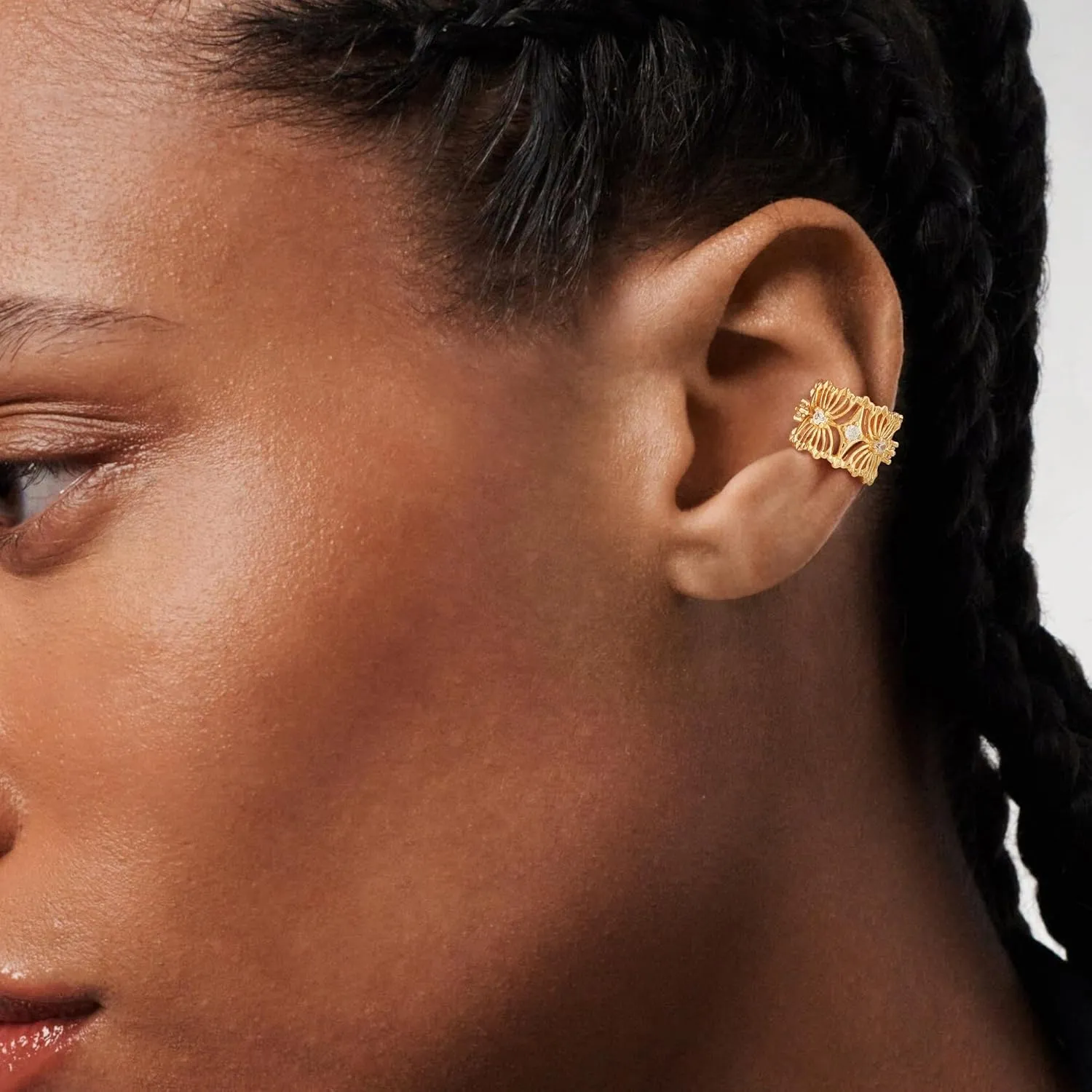 Ear Cuff Earrings for Women 14K Gold Plated Cubic Zirconia Sparkling Trendy Huggie Ear Cuffs Non Piercing | Clip On Cartilage | Single