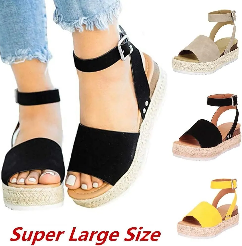 Eduavar Platform Sandals Women Dressy, Espadrille Sandals for Women Dressy Summer Open Toe Sandals Shoes with Buckle Strap